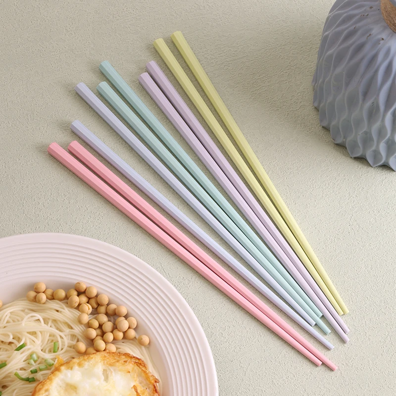 创意彩色马卡龙色防霉高档家用合金筷子中式网红玻璃纤维筷环保筷