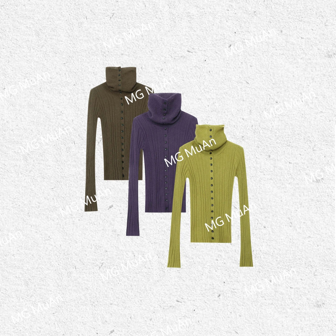 JADE阿毛：《巴黎小排扣针织衫》定制175克上衣毛衣女DG3-057-1