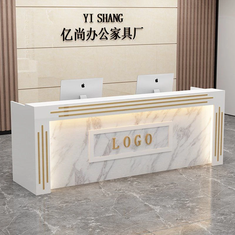 【品牌】吧台收银台柜台店铺超市前台接待台置物架一字柜台商用