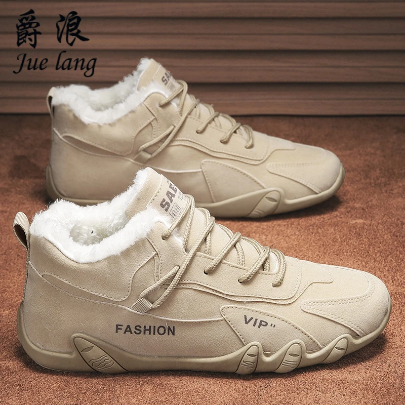 冬季加绒加厚保暖棉鞋英伦风高帮马丁靴复古男鞋中帮雪地靴工装靴