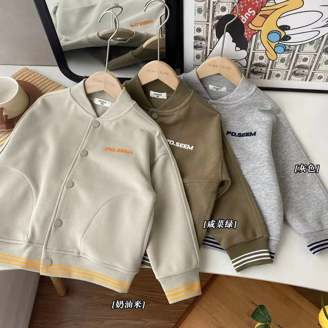 军绿特！23QS10儿童棒球外套