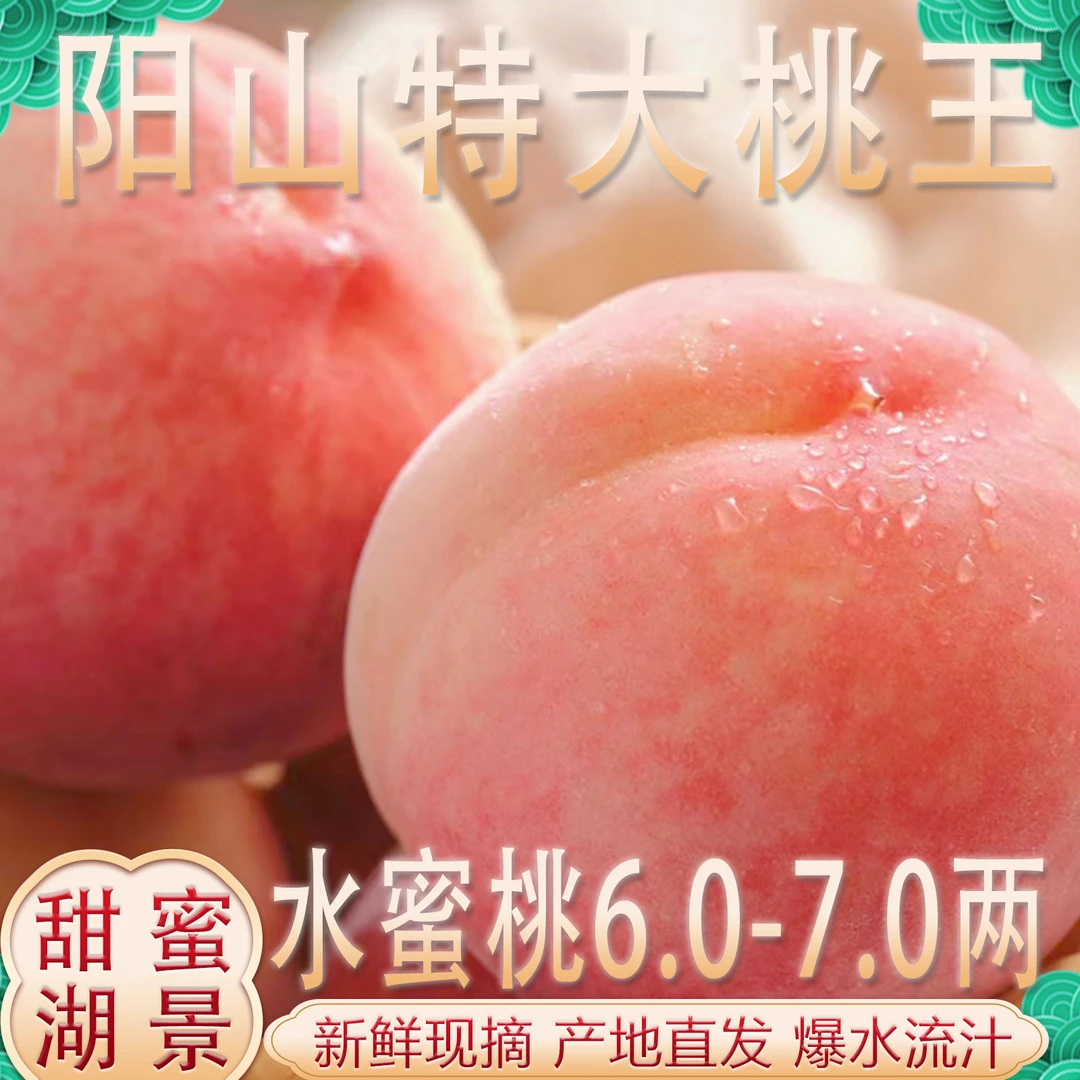 【甜蜜湖景】阳山特大水蜜桃 6-7两【大桃】6只 青皮现采产地直发T12