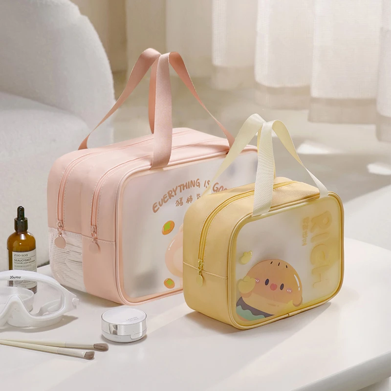 小米妈妈干湿分离化妆包可爱旅行旅游化妆品收纳包洗漱透明袋防水