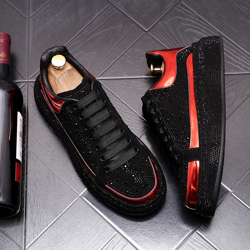 GPTSu男厚底内乐福鞋时尚个性水钻鞋松糕鞋男秋冬百搭运动休闲鞋