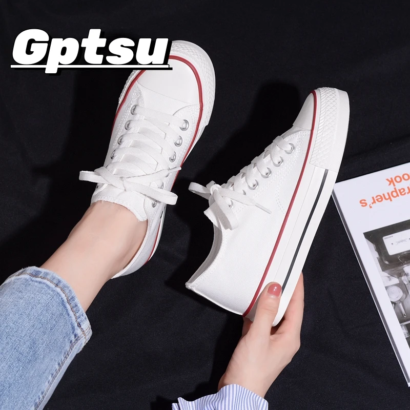 GPTSu内帆布鞋女鞋夏新款百搭纯黑经典低帮厚底ulzzang小白鞋板鞋
