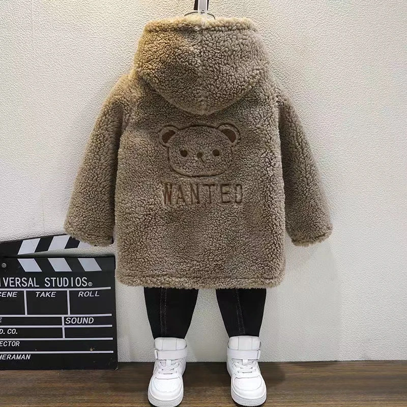 男童秋冬装加厚外套新款帅气上衣男孩洋气加绒加厚大衣宝宝毛毛衣