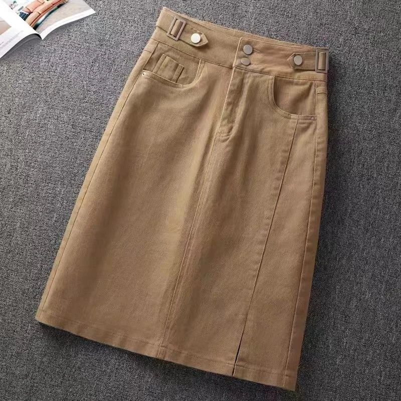 2025夏季新款女生休闲a字半身裙女时尚百搭潮流包臀裙中长款修身