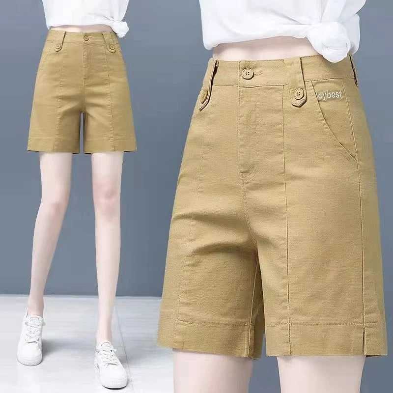 高腰短裤女2025夏季新款薄款宽松显瘦松紧腰休闲阔腿百搭五分裤潮