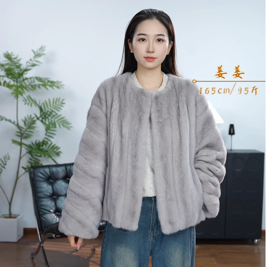 【华丽园】进口水貂短二圆领抽刀短款蓝宝石气质小母貂无运费险2233