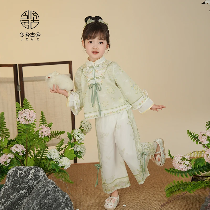 国风女童套装小女孩汉服新中式春秋2024新款儿童古风高端春季唐装
