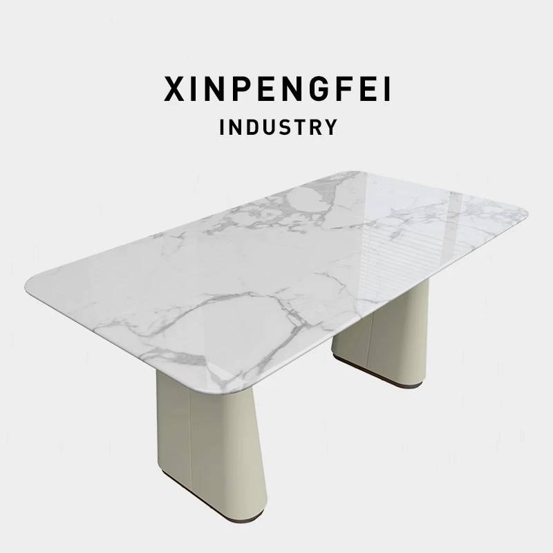 鱼肚白丨意式高奢意大利进口天然大理石别墅豪宅会议桌餐桌定制