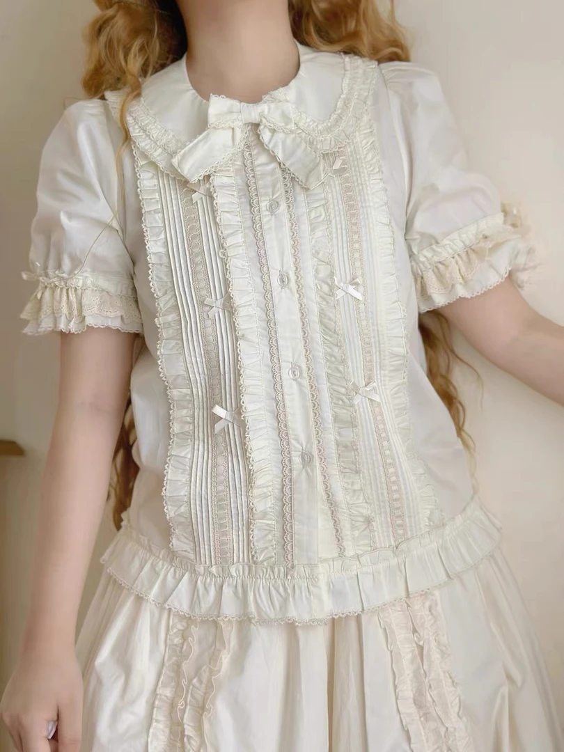 蜜桃盛夏｜风琴之夏｜纯棉Lolita短袖内搭衬衫