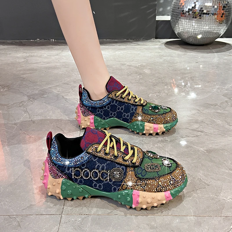 厚底老爹鞋ins春秋百搭潮鞋时尚潮流网面拼色系带休闲运动鞋网红