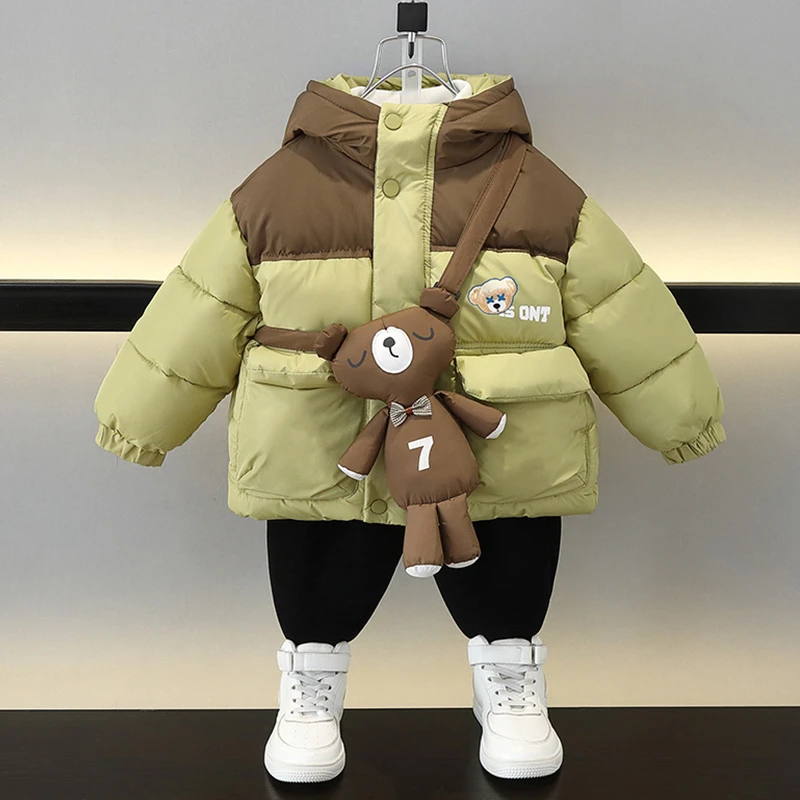 男童绒棉服2024新款宝宝加厚冬装棉袄儿童冬季抗寒保暖棉衣外套