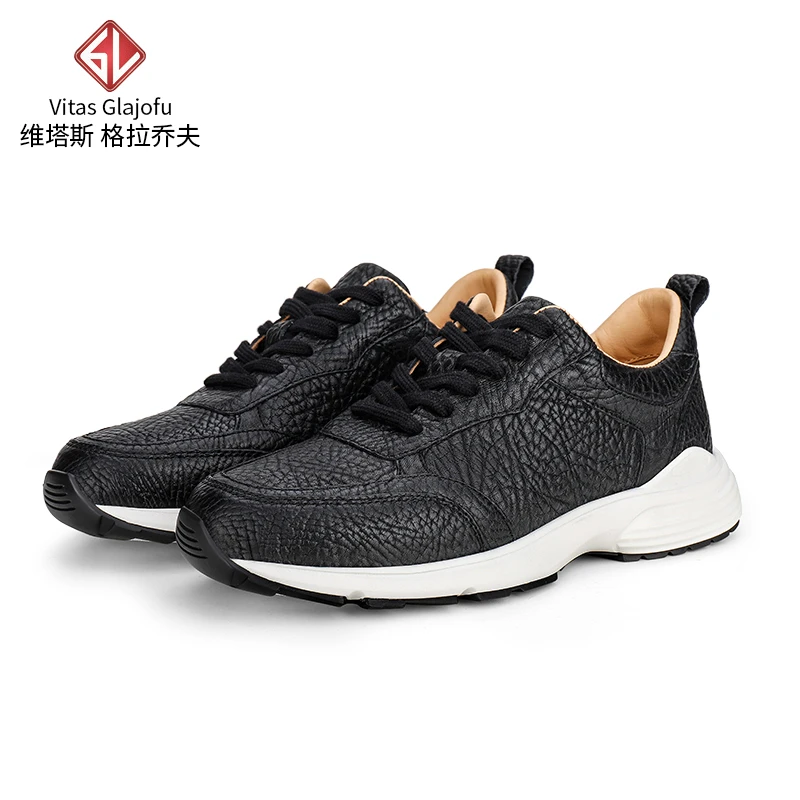 进口牛皮男鞋秋季新款真皮透气软底运动鞋男士百搭厚底休闲皮鞋