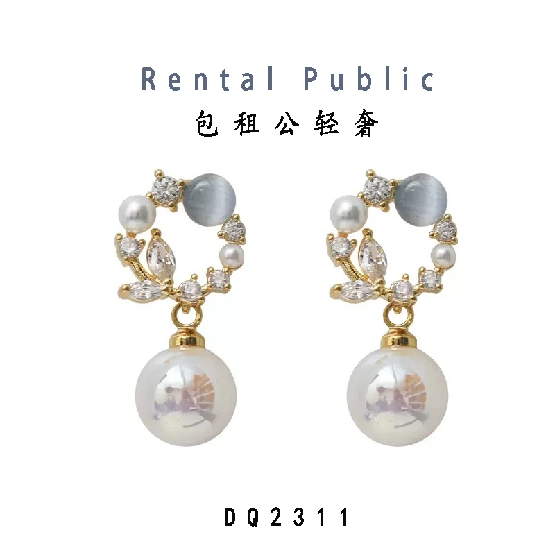 铜合金仿珍珠耳饰 欧美设计款精工CNC高版本贝珠耳钉-DQ 2311