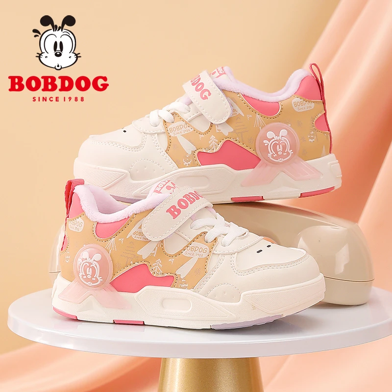 巴布豆童鞋女宝宝学步鞋秋冬新款加绒软底女小童机能鞋儿童二棉鞋