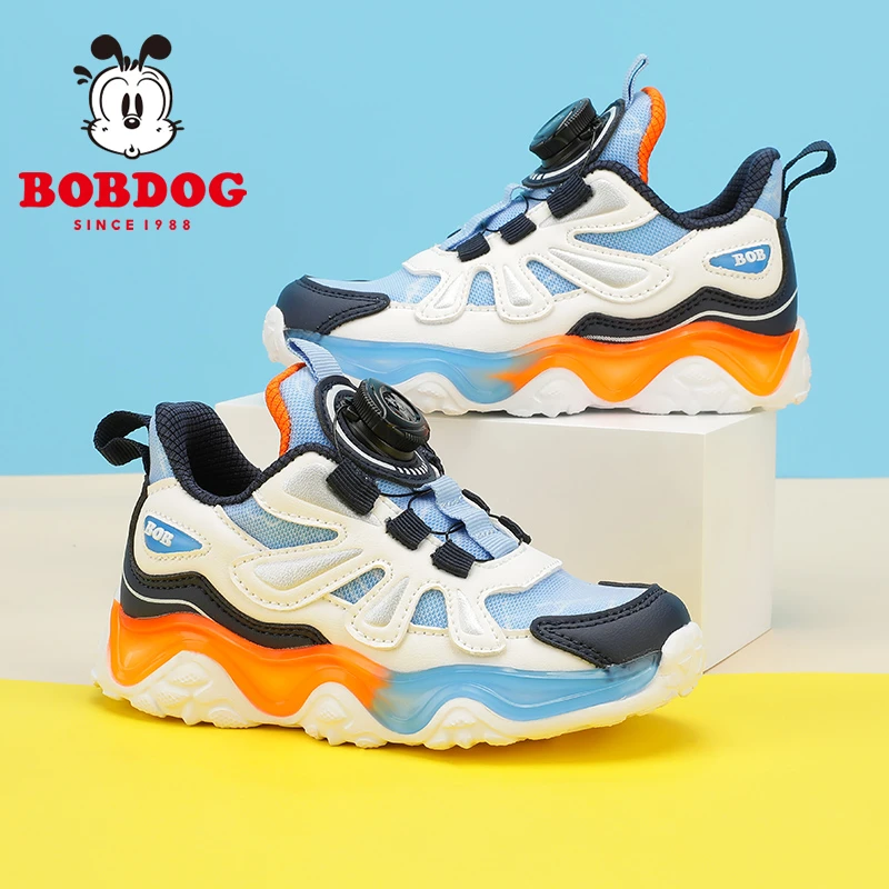 Bobdog/巴布豆男童运动鞋春秋季旋转纽扣鞋休闲跑步鞋女儿童鞋子