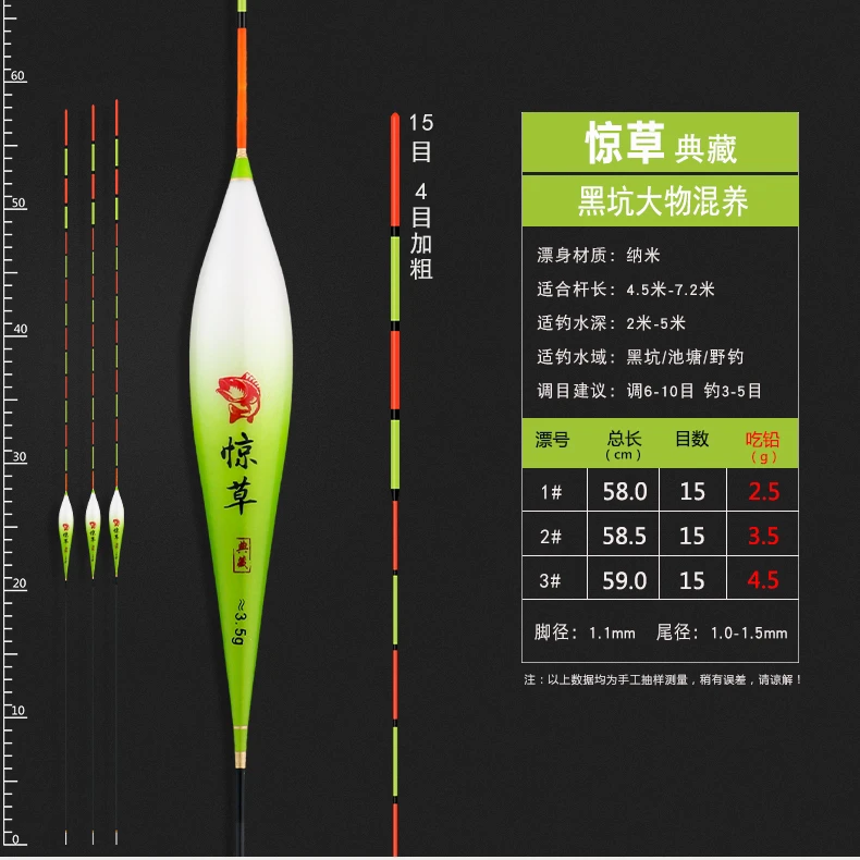 鲸草行程钓底漂草鱼鲢鳙浮漂草鱼行程浮漂纳米浅水醒目加粗尾四目
