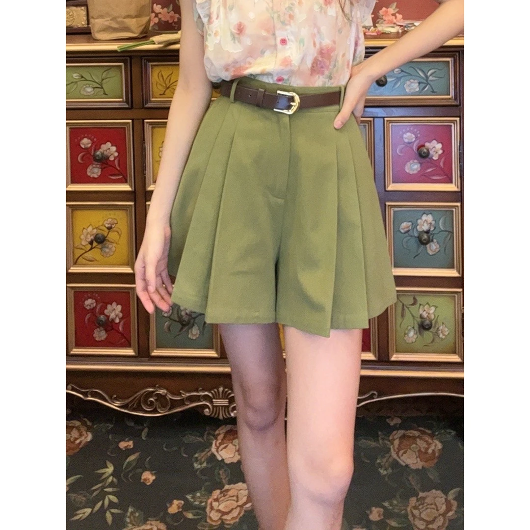 小妍【薄荷初夏】港味复古短裤22973