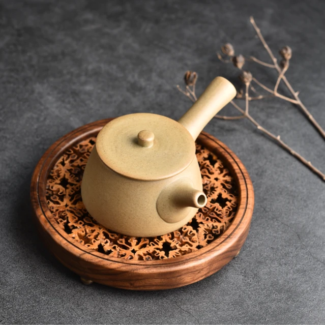 古朴侧把壶简朴荷花陶瓷个性茶壶创意泡茶侧把原矿粗陶紫砂壶手工