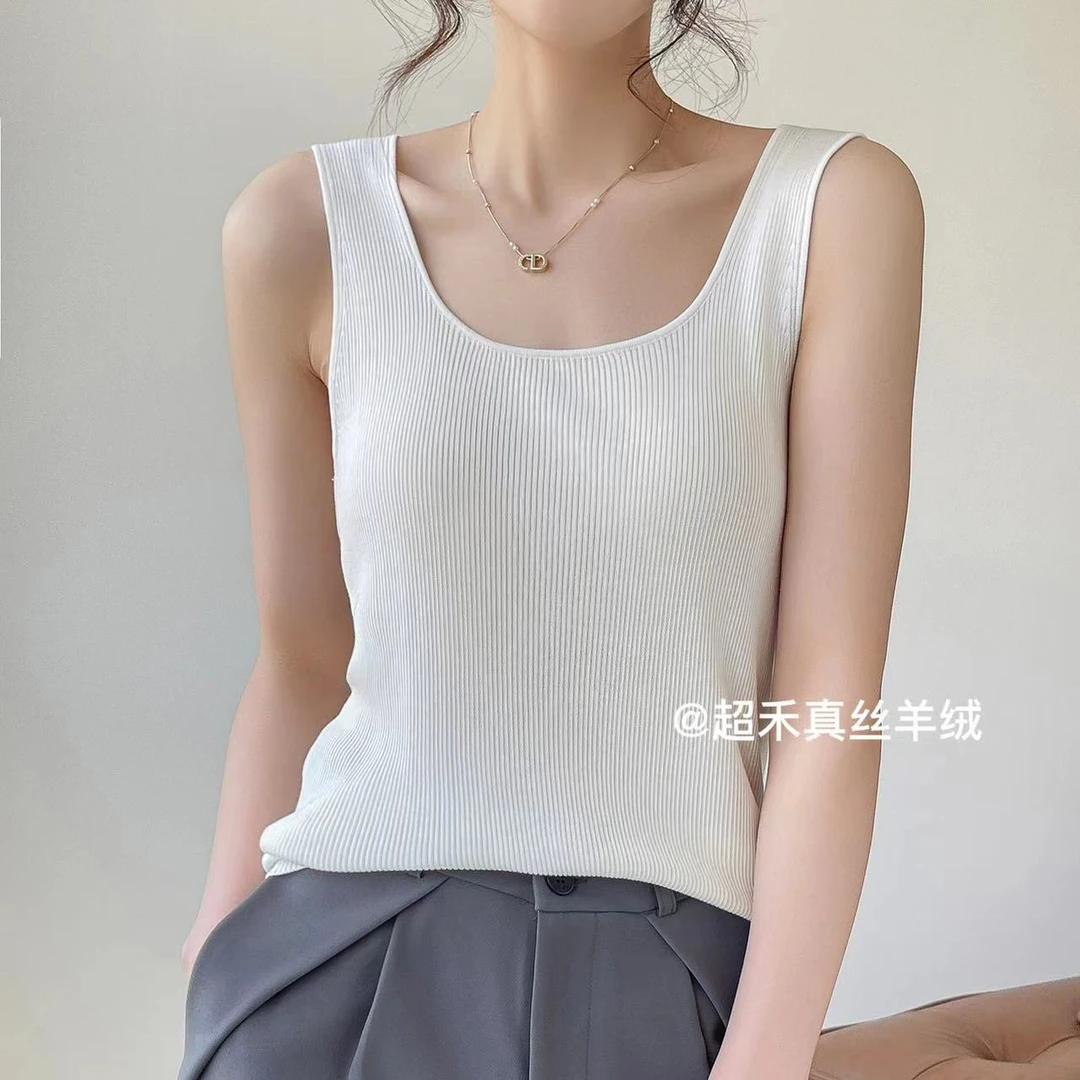 超禾【两穿背心】100%天丝 68支3股纯天丝弹力针织双面穿背心
