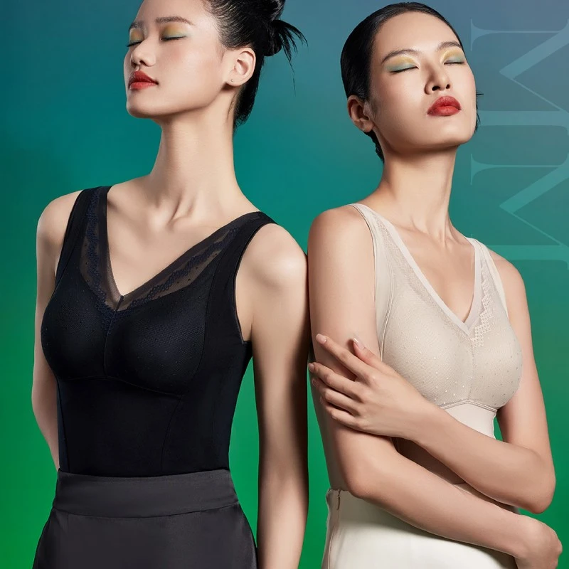 香月明美保暖背心女薄款带胸垫免穿文胸秋款单层收腹打底衣68882