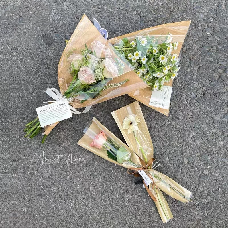 花艺纯色牛皮多支袋 20个 单支袋资材