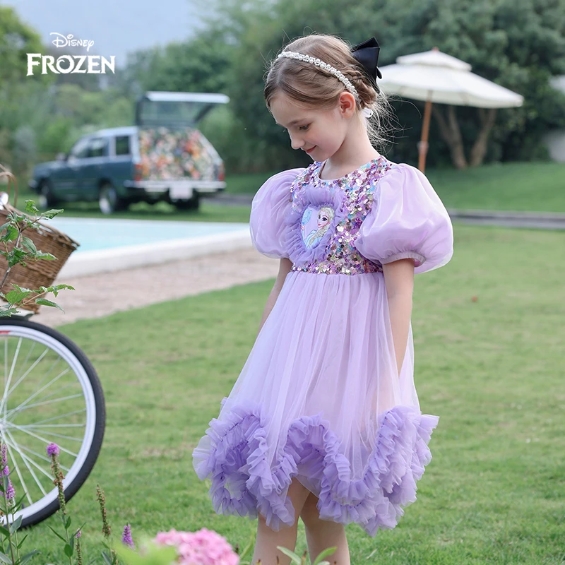 Disney/迪士尼连衣裙女童公主裙夏季蓬蓬裙女孩洋气纱裙泡泡袖