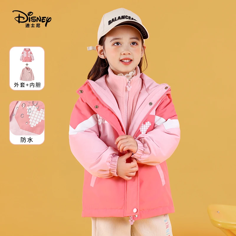 Disney/迪士尼新款女童秋冬厚款儿连帽中大童五防运动洋气冲锋衣