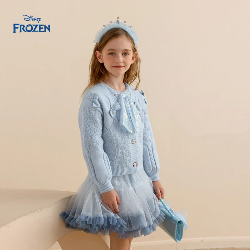 Disney/迪士尼冰雪奇缘女童新款秋季洋气公主连衣裙套装