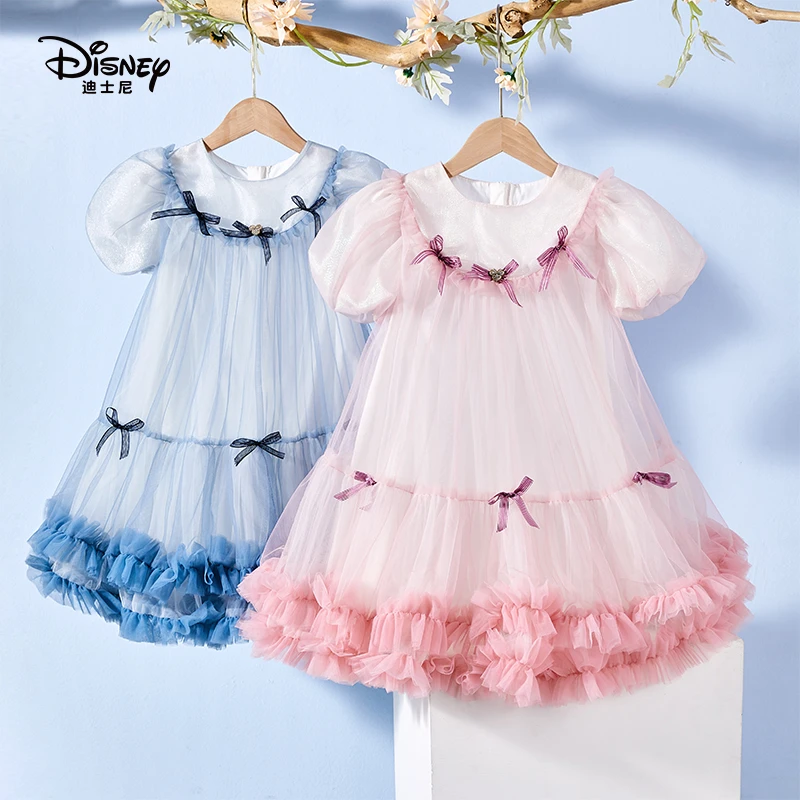 Disney/迪士尼女童新款夏季连衣裙洋气小女孩蕾丝淑女公主裙甜美