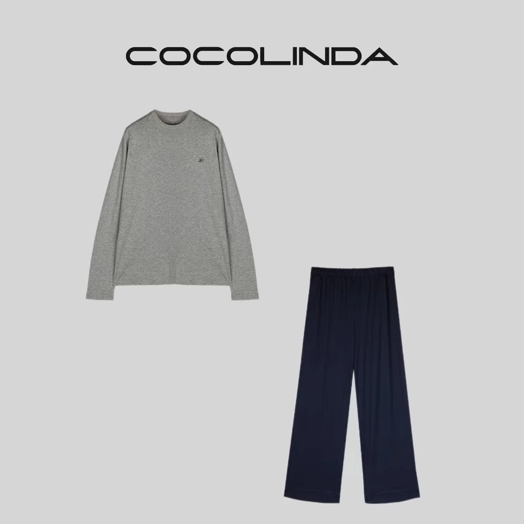 COCOLINDA琳达推荐简约长袖户外纯色家居服睡衣T968&P981