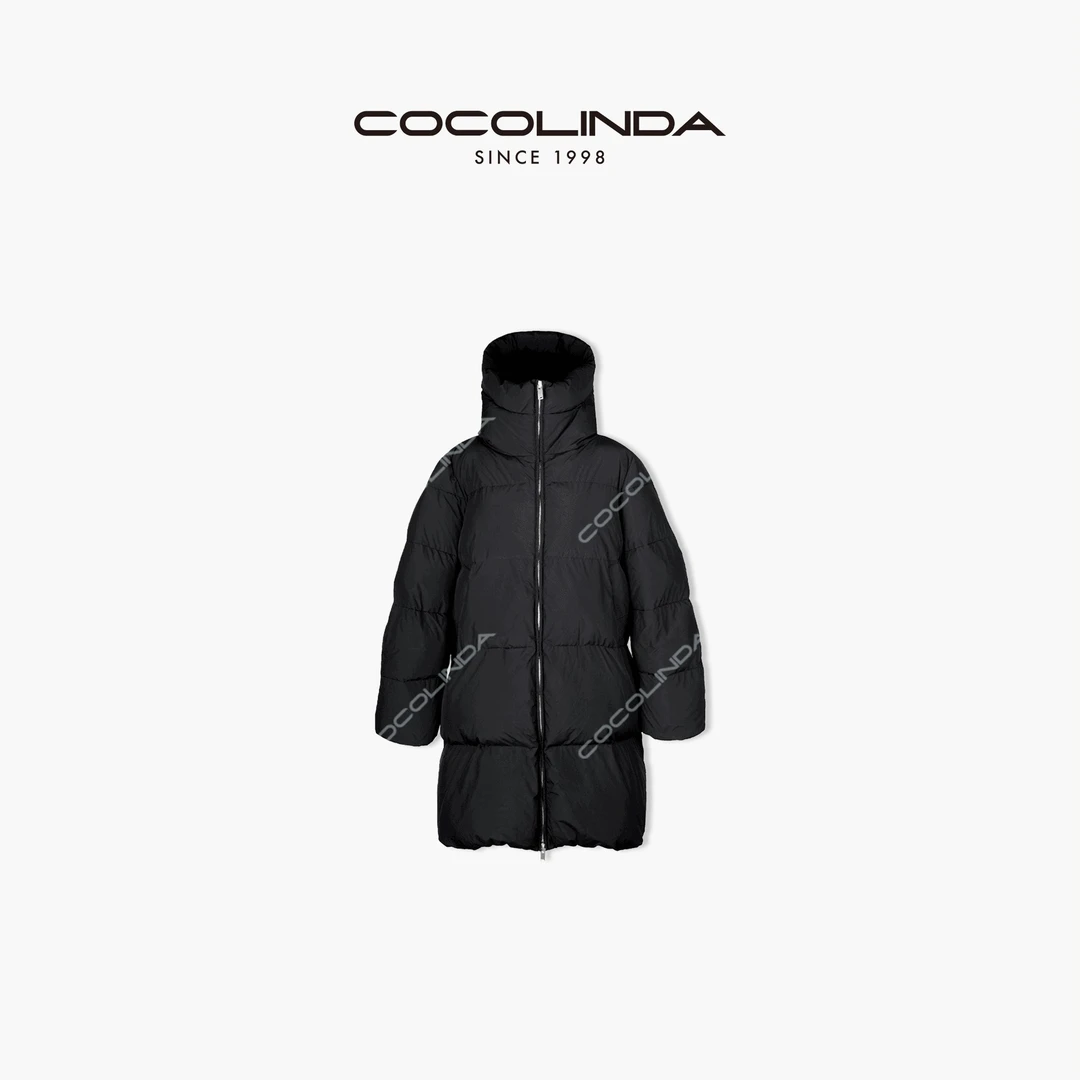 COCOLINDA琳达推荐 连帽羽绒服中长款大衣鸭绒外套防风 Y343