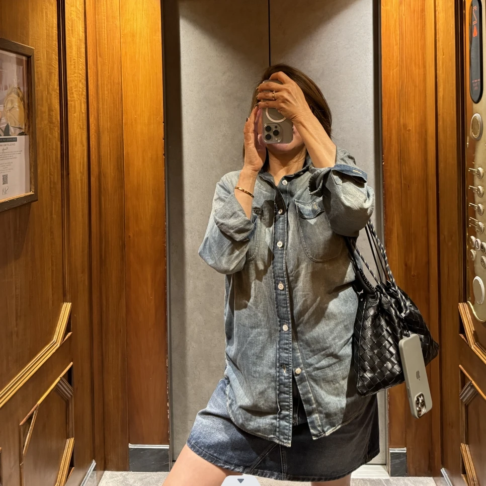 COCOLINDA | 拉夫美式老钱男女CP超薄浅牛仔衬衫N2027