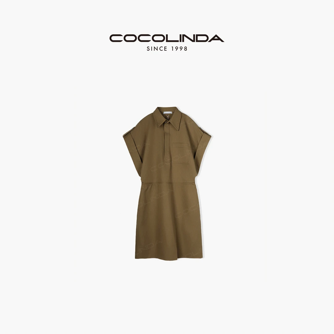 COCOLINDA琳达推荐 休闲户外通勤单口袋衬衫连衣裙工装裙 Q1374