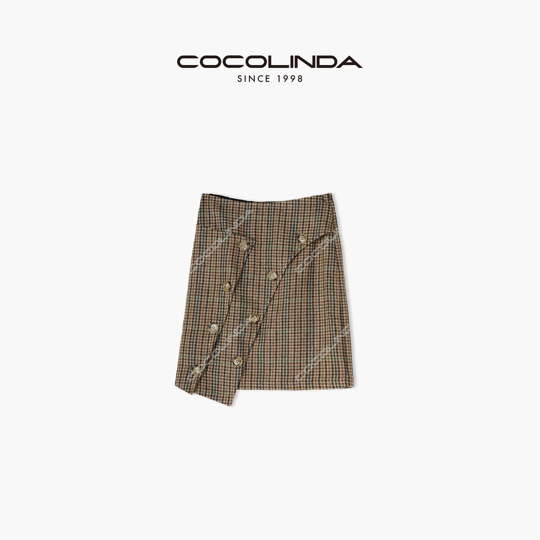 COCOLINDA琳达推荐秋冬格纹半身裙毛呢小香风女士秋季Q896