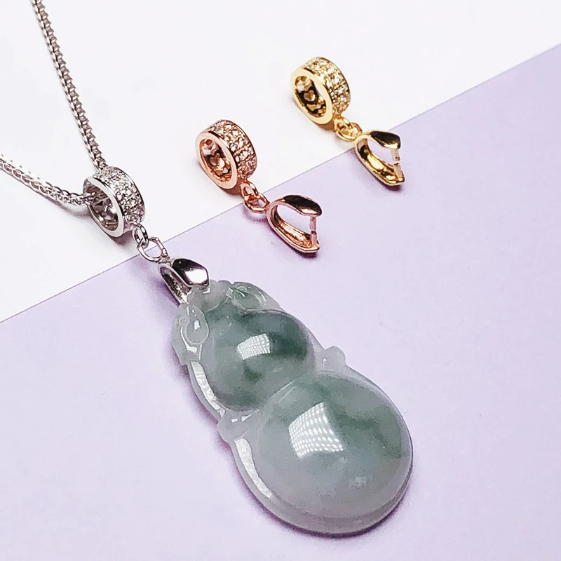 925银银制品 吊坠扣中号5mm厚银扣头佛公斜孔针扣对夹扣百搭挂坠