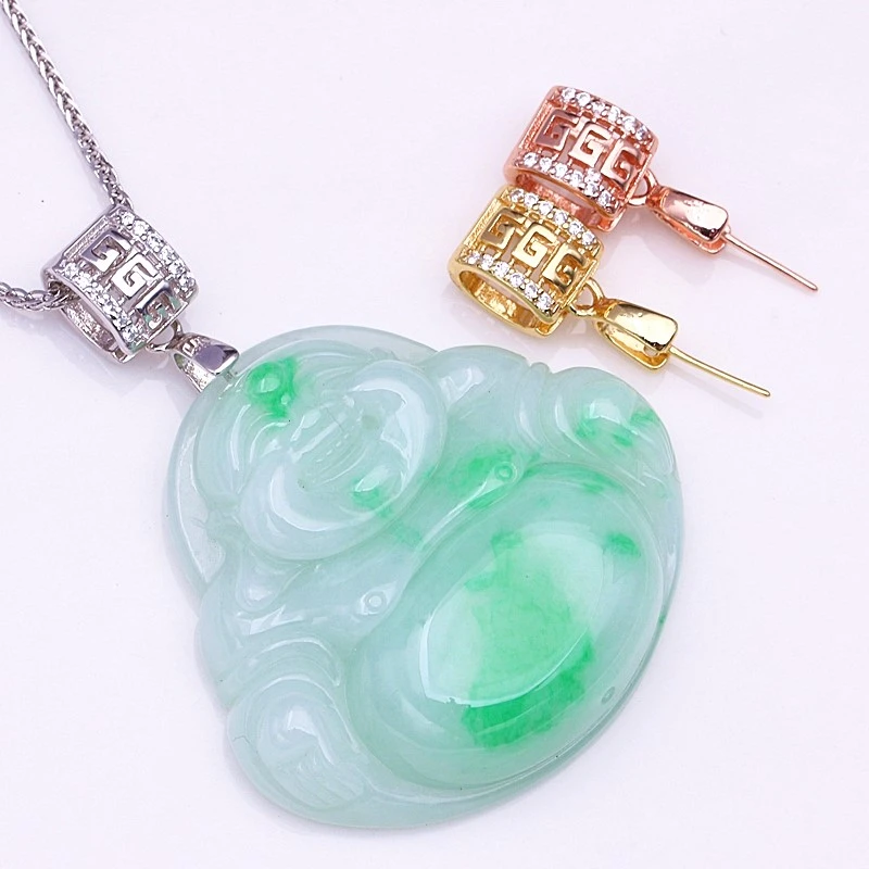 925银银制品 纯银扣头diy瓜子直孔玉挂件挂坠夹扣时尚配件简约