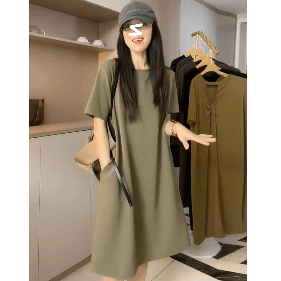 大码女装胖mm2024年夏季新款时尚洋气休闲遮肉显瘦宽松连衣裙子潮