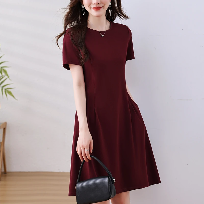 法式大码轻奢简约韩版淑女连衣裙2025夏季新款气质修身显瘦a字裙