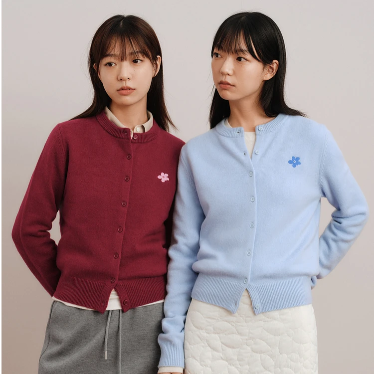 orange desire棉羊毛橙花刺绣针织开衫24冬季高级感OD2DWKGN024