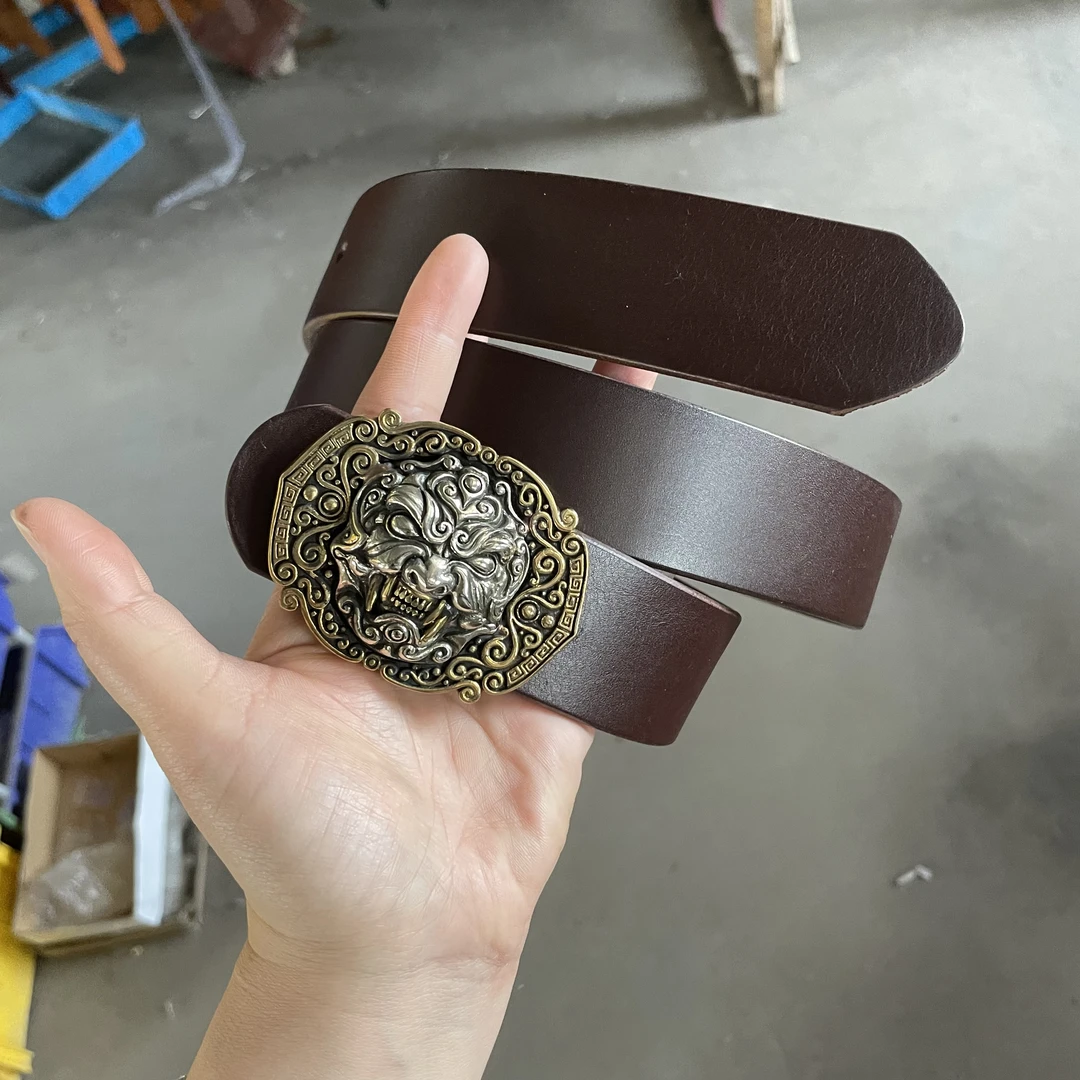 个性3D立体吞天兽狼头万骨深渊机车风男士腰带