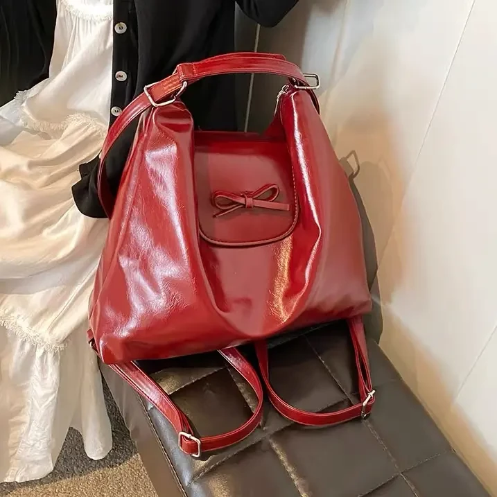 CLEVER红色包包女单双肩大包2024新款潮小众设计斜挎托特包