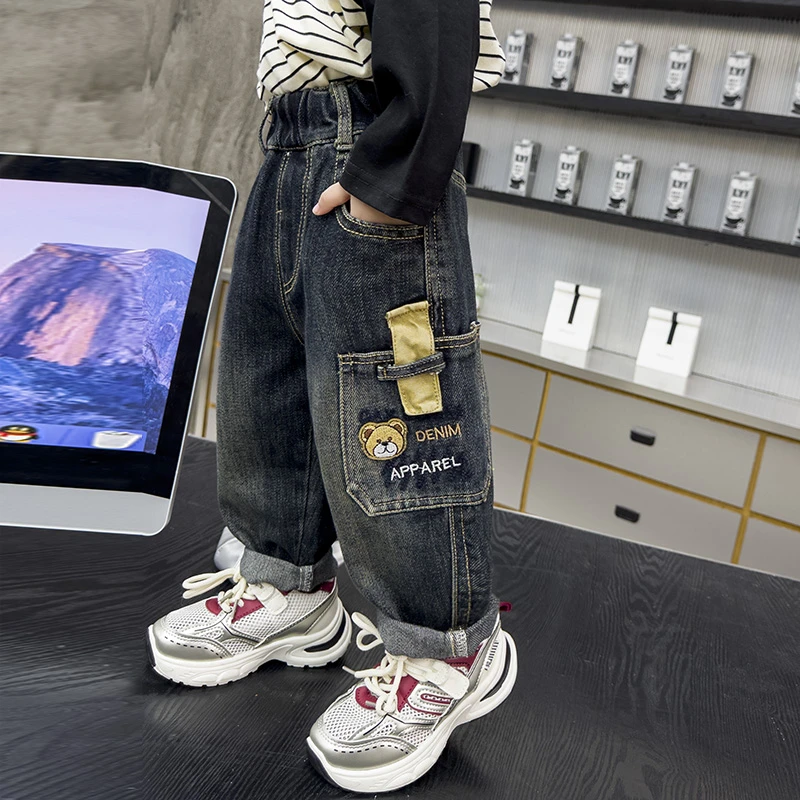 儿童牛仔裤2024秋款新款中小童长裤百搭休闲儿童装萌娃穿搭裤子