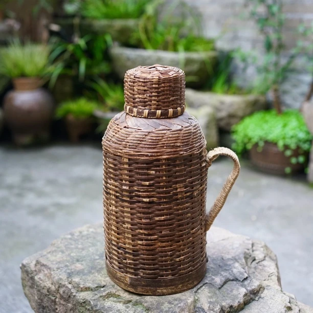 紫竹竹编1.6L红胆热水壶家用复古暖水壶老式开水瓶茶室保温瓶精编