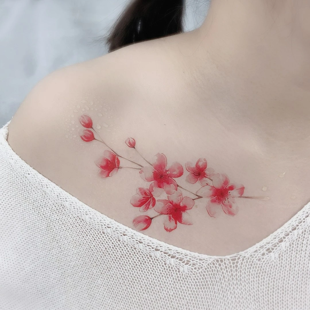 【普通彩色防水贴画 *桃花DK56款】2张起防水不反光  实拍 美丽好看