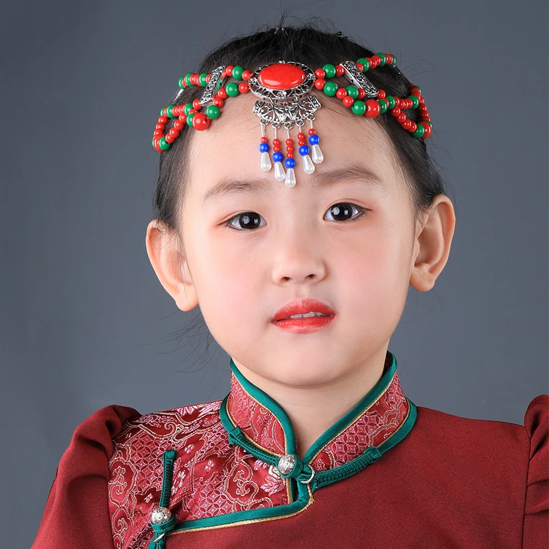 蒙古头饰少数民族风藏族饰品儿童女发饰民族舞蹈演出服饰高端礼服