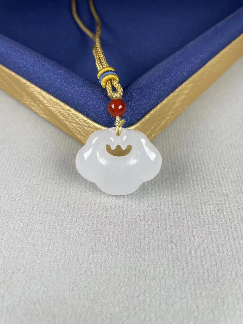 [睿泽鉴宝】金丝玉精致如意锁挂件 YH0119