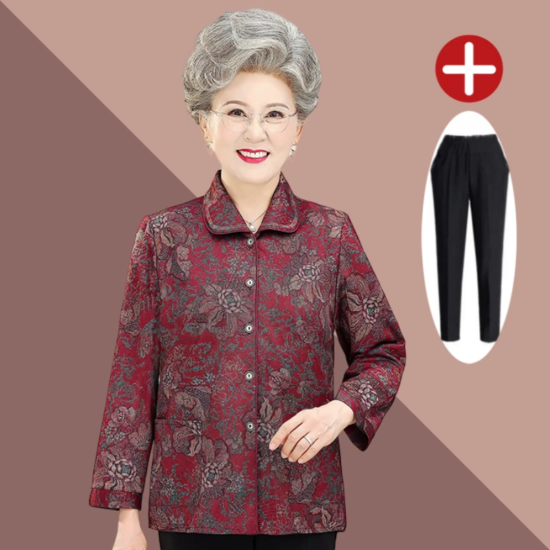 老人外套中国风保暖奶奶装加厚中老年妈妈装冬季春秋老年人加绒